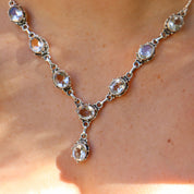clear quartz silver gemstone necklace