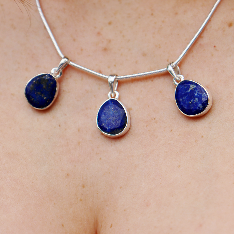 lapis lazuli sterling silver gemstone pendant