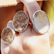 silver leaf jasper oval gemstone ring