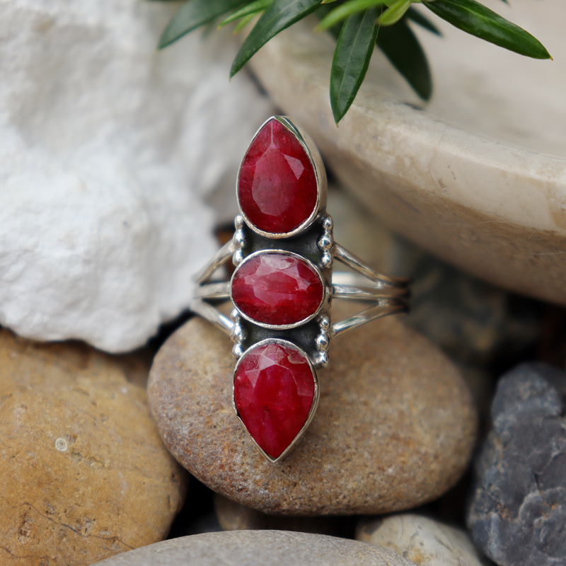 ruby quartz sterling silver gemstone ring