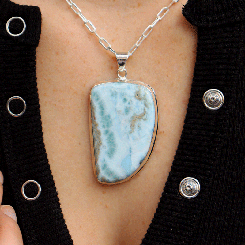 larimar sterling silver gemstone pendant