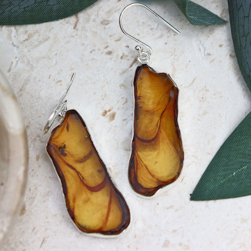 amber silver gemstone earrings