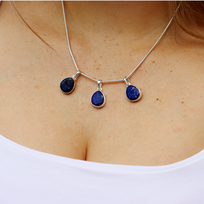 lapis lazuli sterling silver gemstone pendant