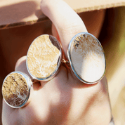 silver leaf jasper oval gemstone ring