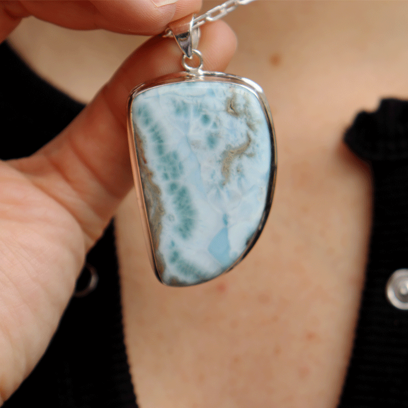 larimar sterling silver gemstone pendant