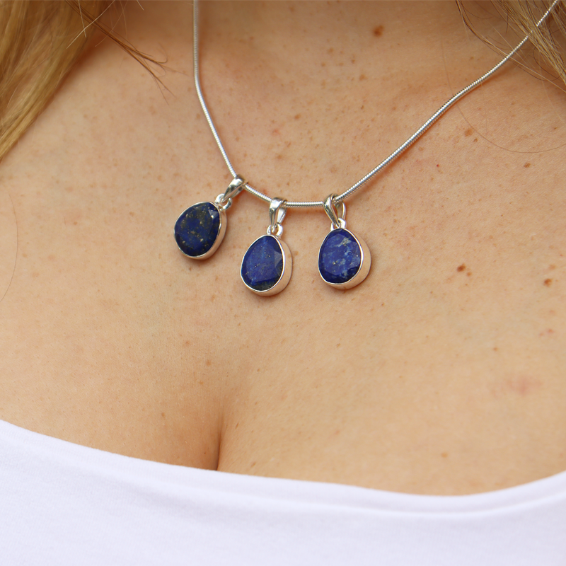 lapis lazuli sterling silver gemstone pendant