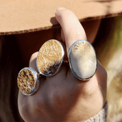 silver leaf jasper oval gemstone ring