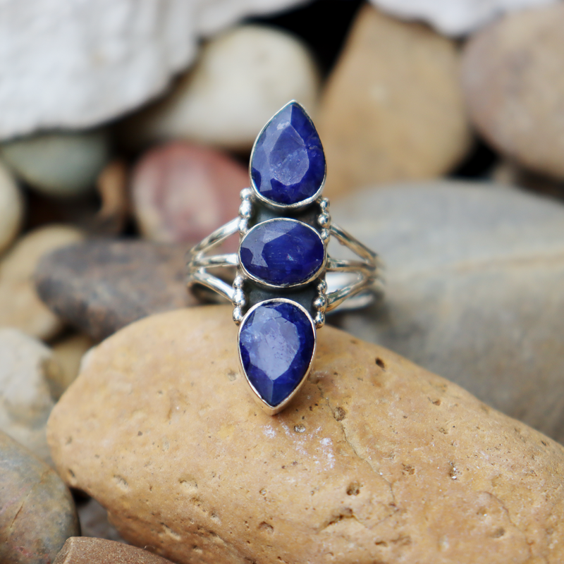 sapphire quartz sterling silver gemstone ring