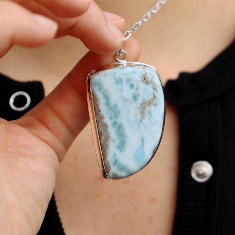 larimar sterling silver gemstone pendant