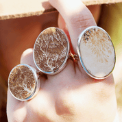 silver leaf jasper oval gemstone ring