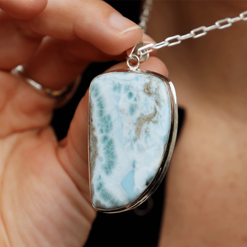 larimar sterling silver gemstone pendant