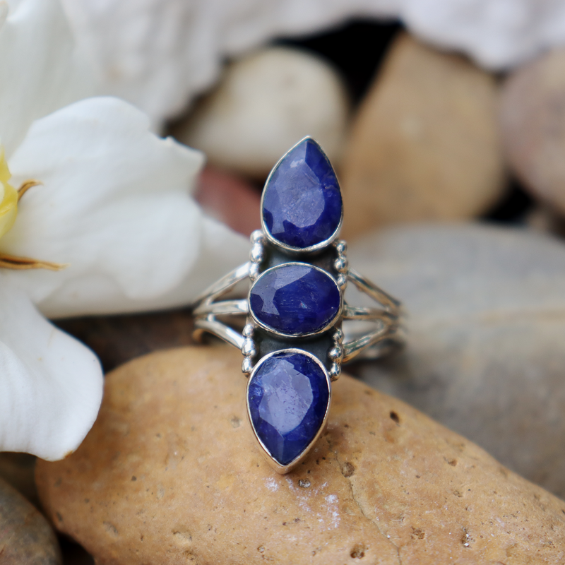 sapphire quartz sterling silver gemstone ring