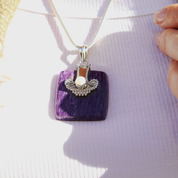 charoite pearl sterling silver gemstone pendant