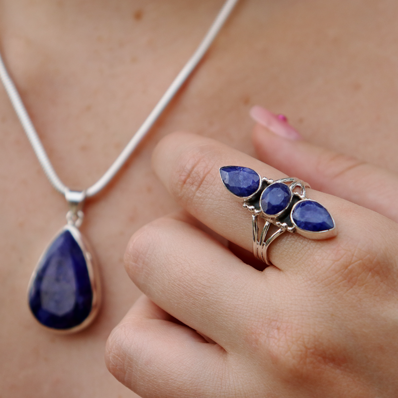 sapphire quartz sterling silver gemstone ring