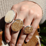 silver leaf jasper oval gemstone ring