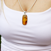 amber sterling silver gemstone pendant