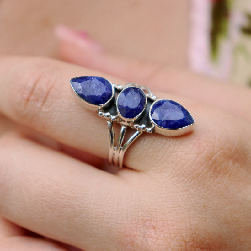 sapphire quartz sterling silver gemstone ring