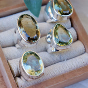 big green amethyst silver ring