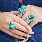 big turquoise gemstone sterling silver ring
