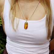 amber sterling silver gemstone pendant