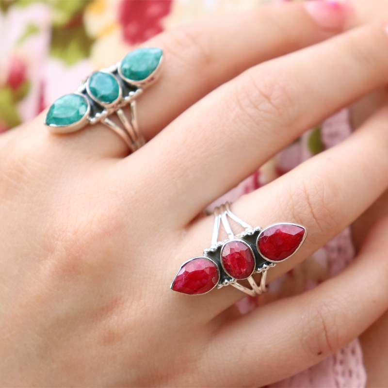 ruby quartz sterling silver gemstone ring