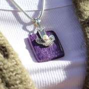 charoite pearl sterling silver gemstone pendant