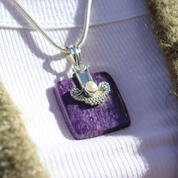 charoite pearl sterling silver gemstone pendant