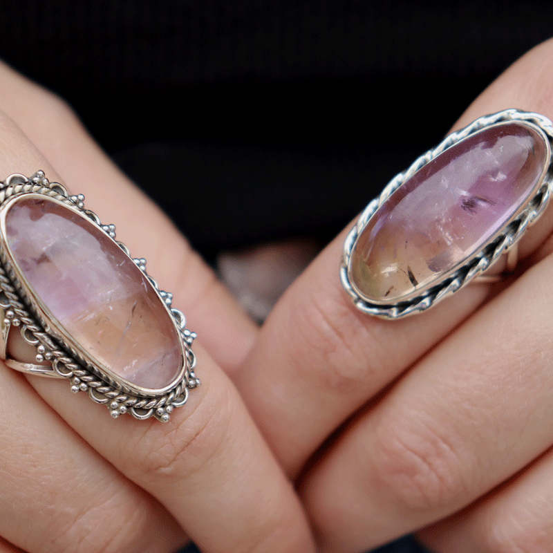 ametrine oval sterling silver gemstone ring