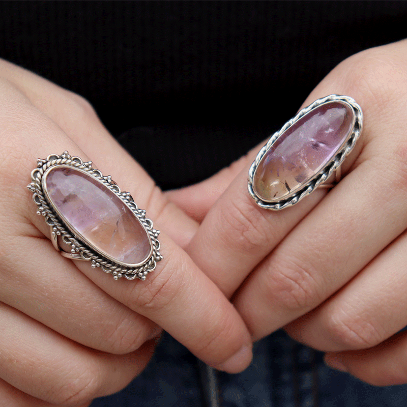 ametrine oval sterling silver gemstone ring