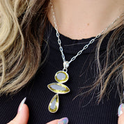 lemon quartz silver gemstone pendant