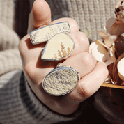 silver leaf jasper oval gemstone ring