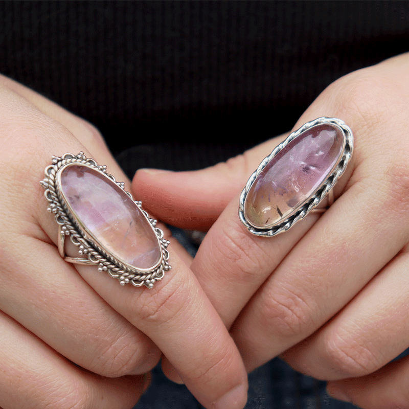 ametrine oval sterling silver gemstone ring