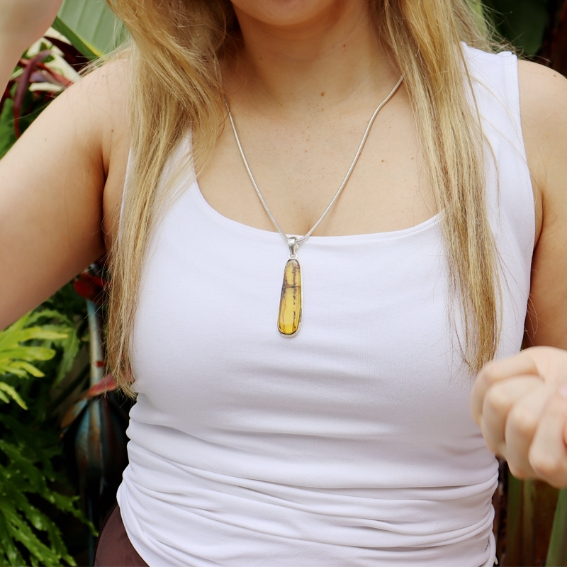 amber sterling silver gemstone pendant