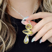 lemon quartz silver gemstone pendant