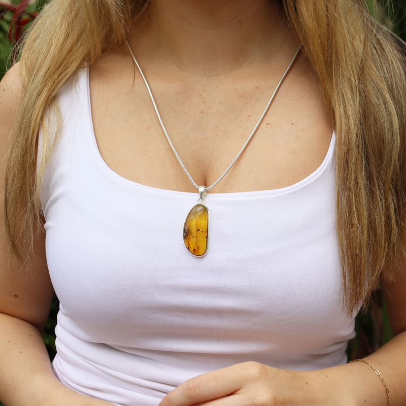 amber sterling silver gemstone pendant