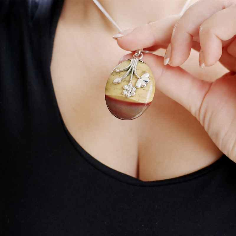 mookaite jasper sterling silver gemstone pendant