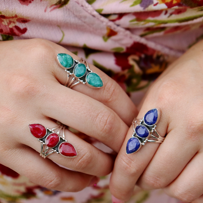 ruby quartz sterling silver gemstone ring