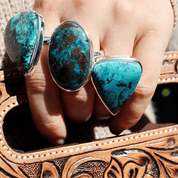 large oval shattuckite gemstone silver ring