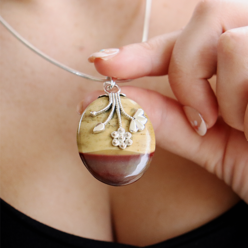 mookaite jasper sterling silver gemstone pendant