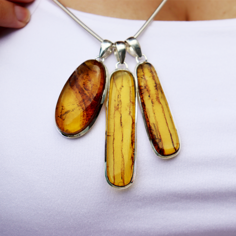 amber sterling silver gemstone pendant