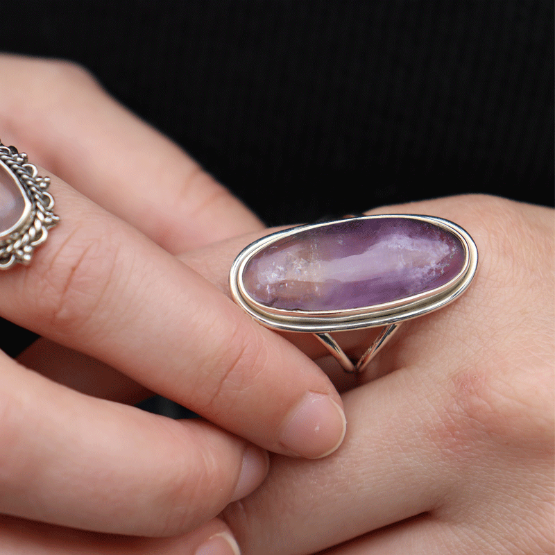 ametrine oval sterling silver gemstone ring