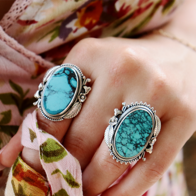 turquoise sterling silver gemstone ring