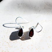 teardrop garnet sterling silver earrings