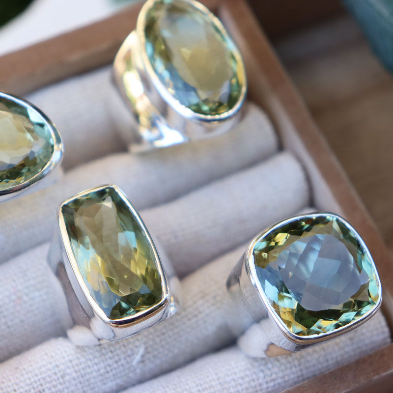 big green amethyst silver ring