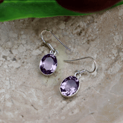 amethyst oval sterling silver gemstone earrings