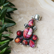 pink dahlia sterling silver gemstone pendant