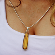 amber sterling silver gemstone pendant