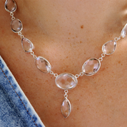 clear quartz sterling silver gemstone necklace