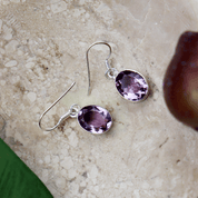 amethyst oval sterling silver gemstone earrings