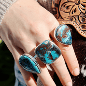 large square shattuckite gemstone silver ring